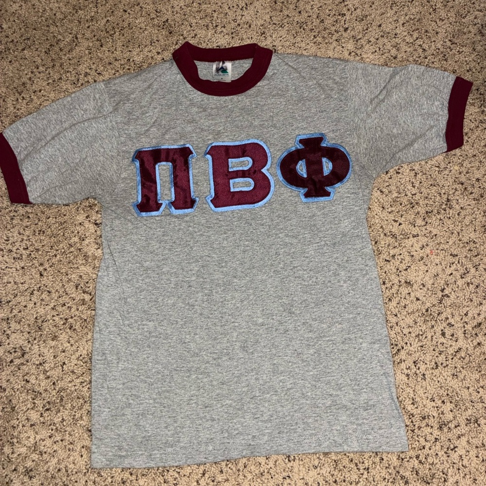 Pi Beta Phi letters ring neck tshirt jersey - embroidered.